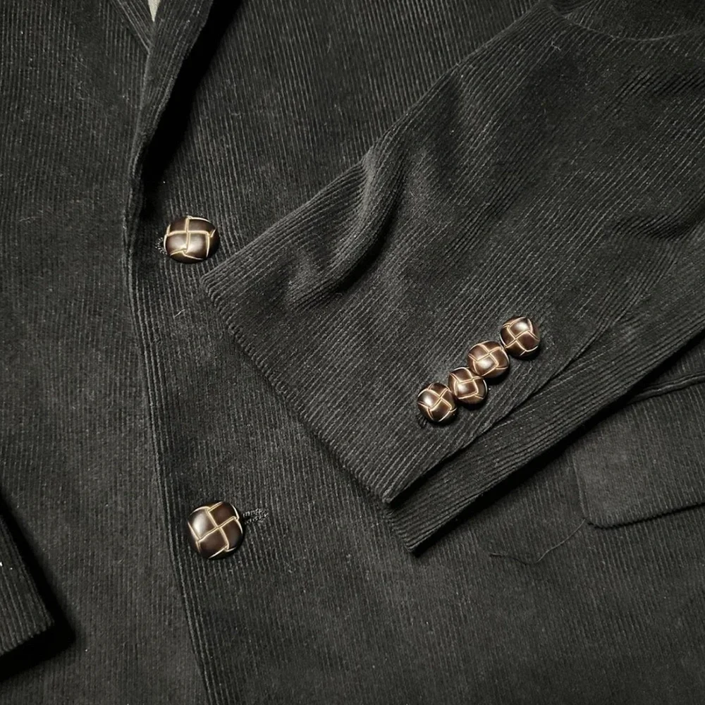 Polo Ralph Lauren Black Corduroy Blazer Jacket Paisley Lining